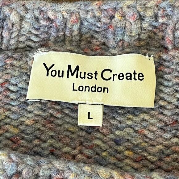You Must Create Variegated Purple Ingrid Confetti Wool Blend Sweater Size Large - Picture 7 of 10